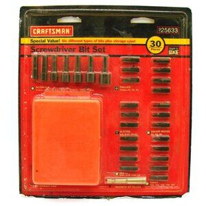 NEW Craftsman 30 Pc Screwdriver Bit Set w/ Storage Case Red 925633 NOS Seal Vtg